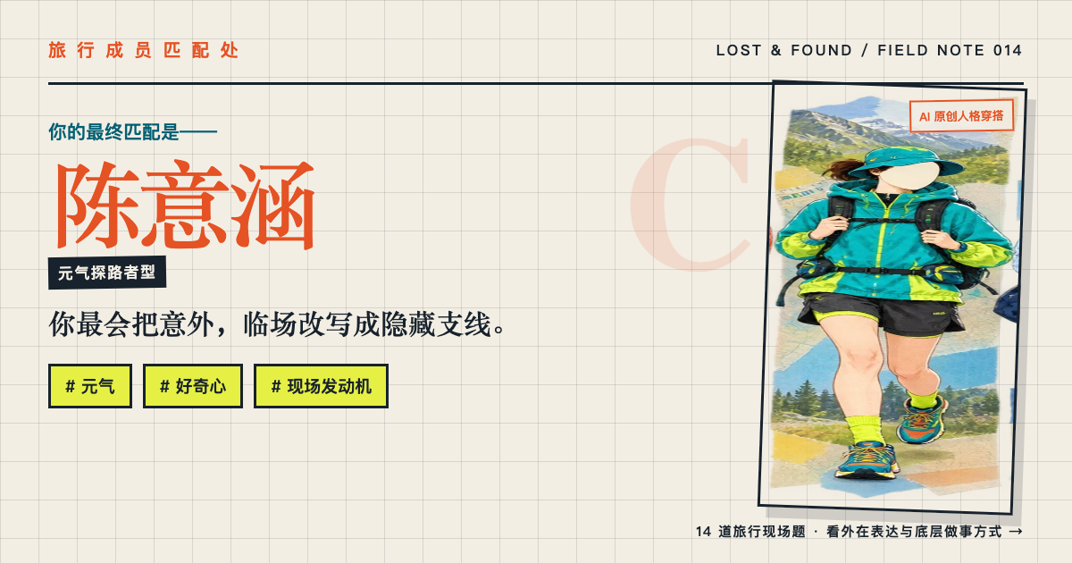 我的最终匹配是陈意涵，元气探路者型