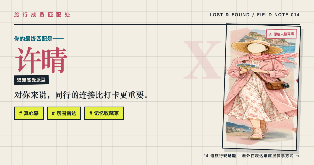 我的最终匹配是许晴，浪漫感受派型
