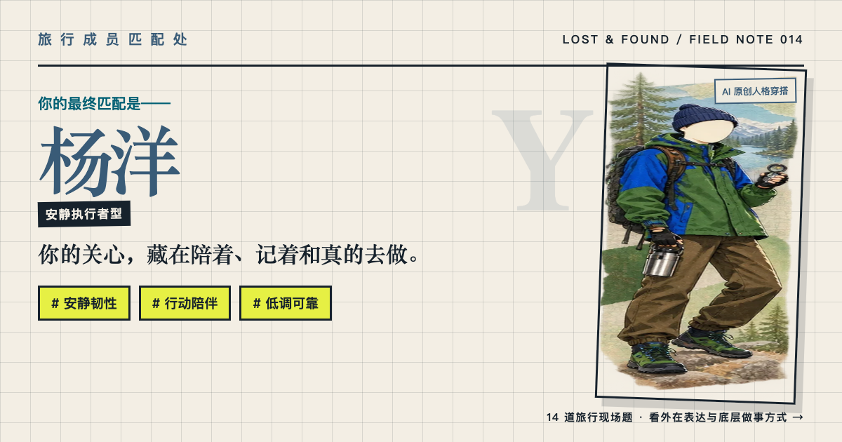 我的最终匹配是杨洋，安静执行者型